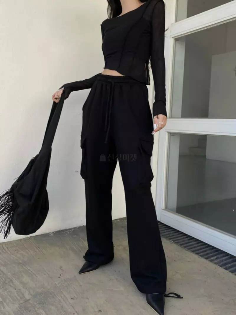 Remood - Korean Women Fashion - #womensfashion - See-through Crop Off-shoulder Boat Neck Knit Tee