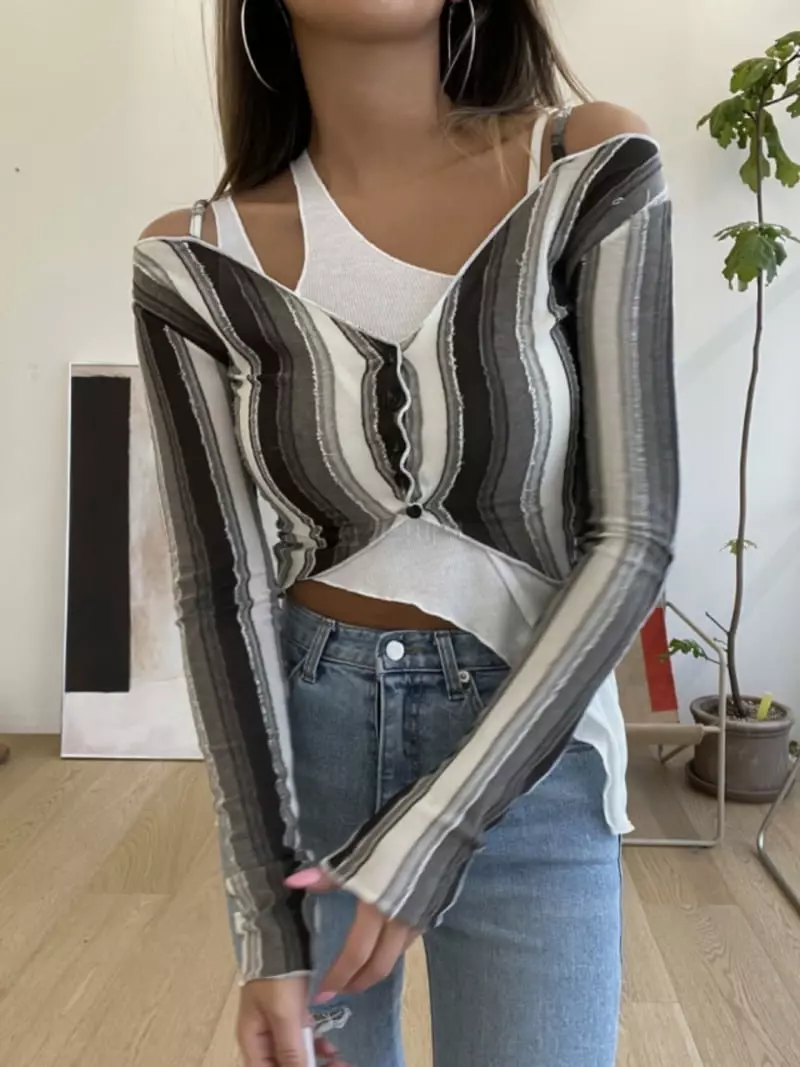 Remood - Korean Women Fashion - #momslook - Unbalanced Warmer Tee - 4