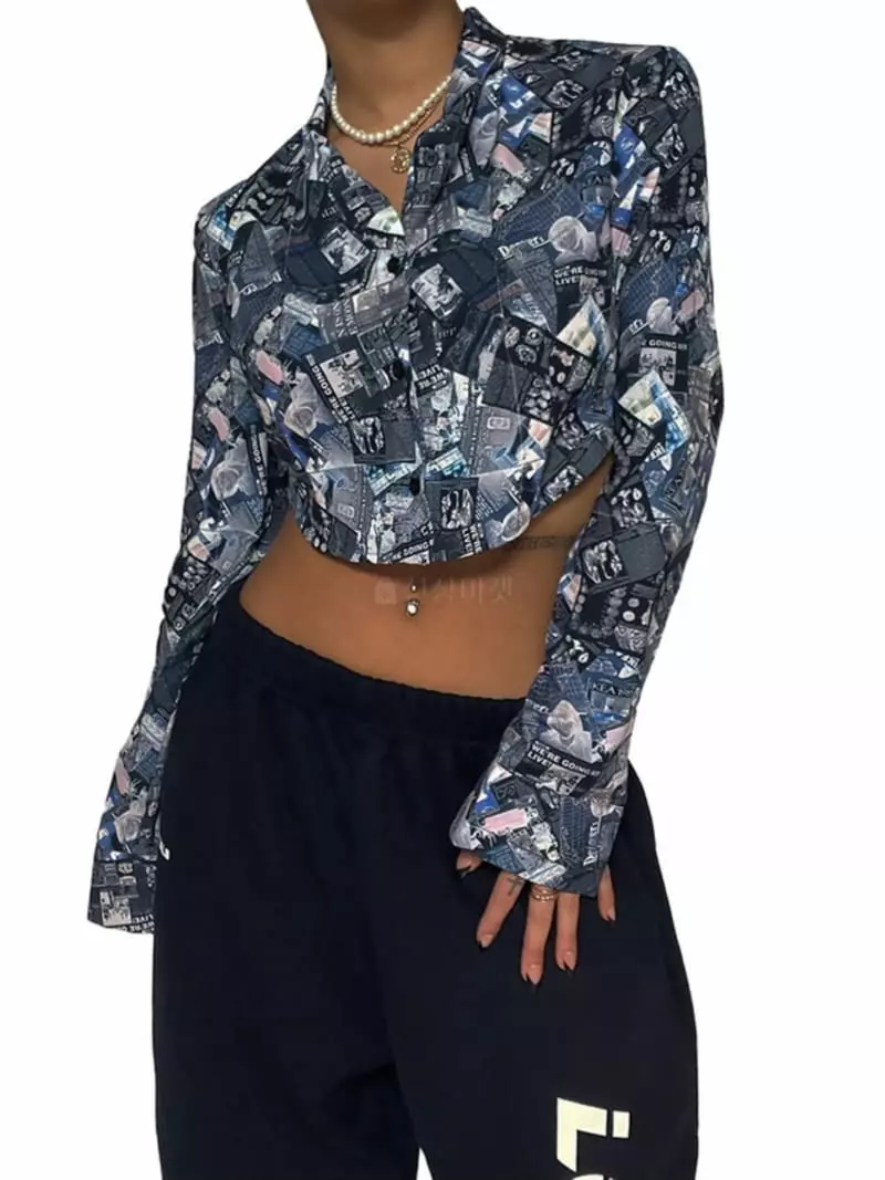 Remood - Korean Women Fashion - #womensfashion - Paper Crop Shirt