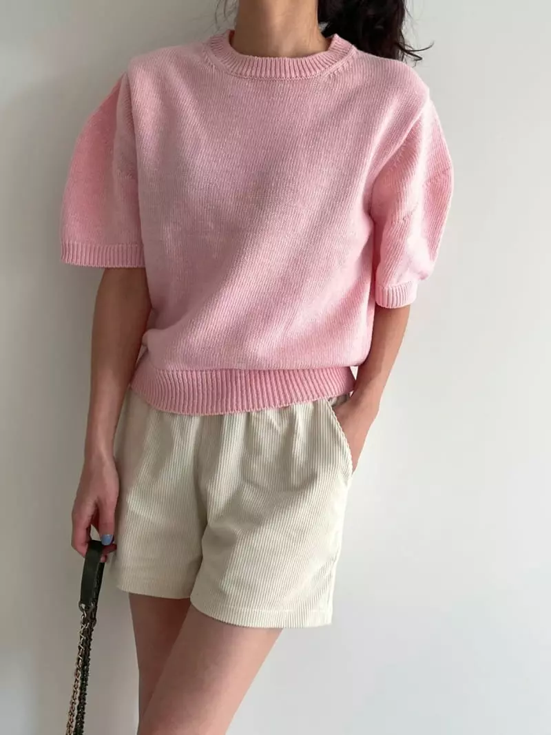 Ripple - Korean Women Fashion - #momslook - Cream Knit Tee - 2