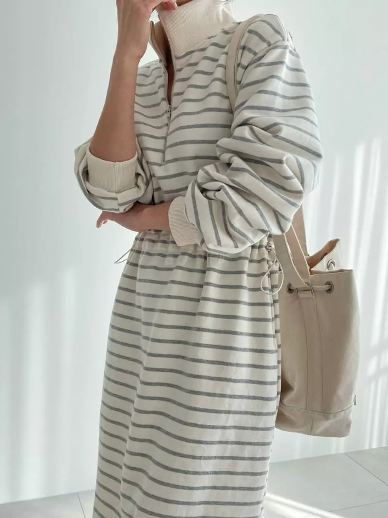 Ripple - Korean Women Fashion - #pursuepretty - High Stripe One-piece