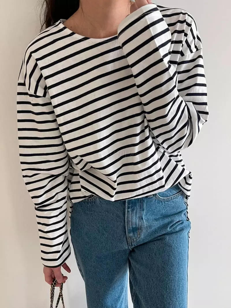 Ripple - Korean Women Fashion - #thelittlethings - Art Stripe Tee - 2