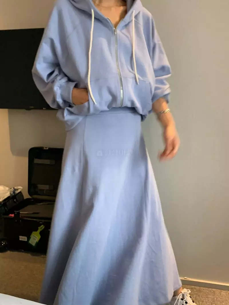 Ripple - Korean Women Fashion - #vintageinspired - More Zip-up Top Bottom Set