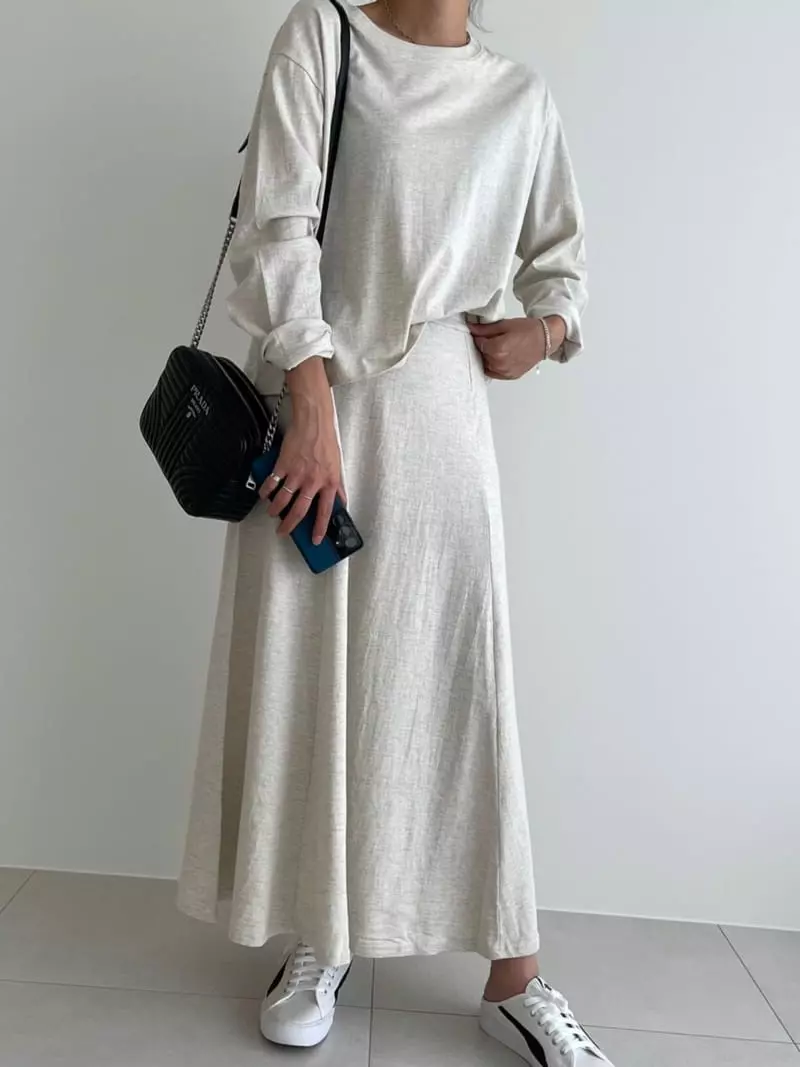 Ripple - Korean Women Fashion - #momslook - Long Cozy Top Bottom Set - 4