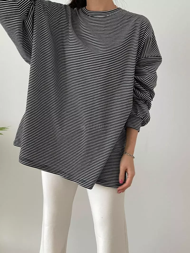 Ripple - Korean Women Fashion - #momslook - Balloon Stripe Tee - 4