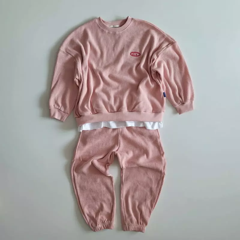 Riwoo Riwoo - Korean Junior Fashion - #Kfashion4kids - Pastel Layered Waffle Top Bottom Set