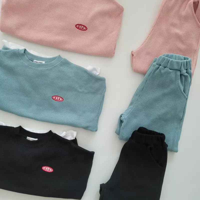 Riwoo Riwoo - Korean Junior Fashion - #discoveringself - Pastel Layered Waffle Top Bottom Set - 10