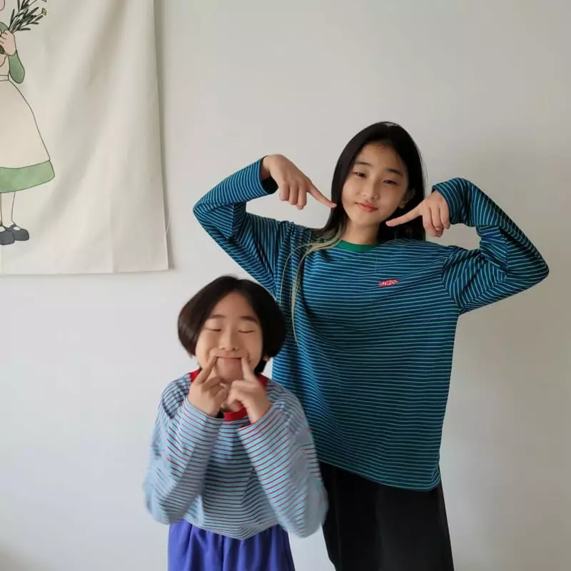 Riwoo Riwoo - Korean Junior Fashion - #kidsshorts - Tok Tok Stripes Patch Tee - 8