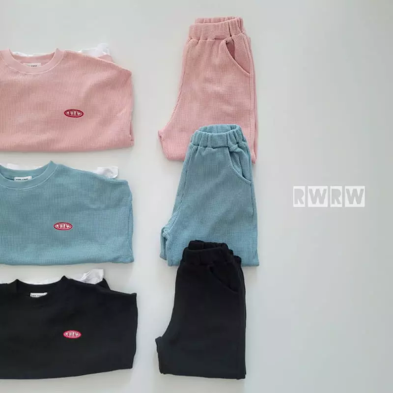 Riwoo Riwoo - Korean Junior Fashion - #kidsshorts - Pastel Layered Waffle Top Bottom Set - 12