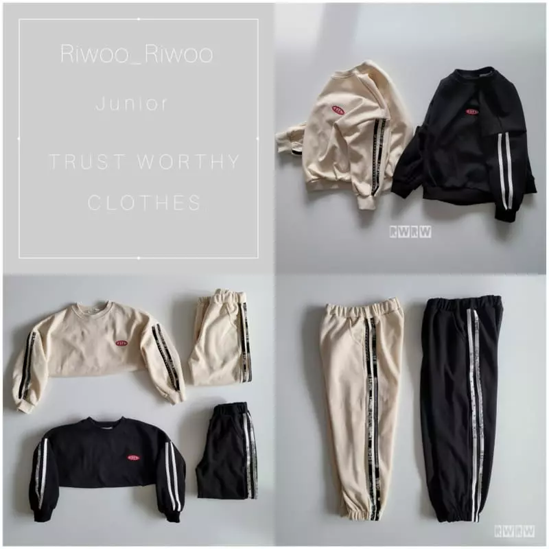 Riwoo Riwoo - Korean Junior Fashion - #kidsstore - Paisely Line Two Stripes Top Bottom Set - 3