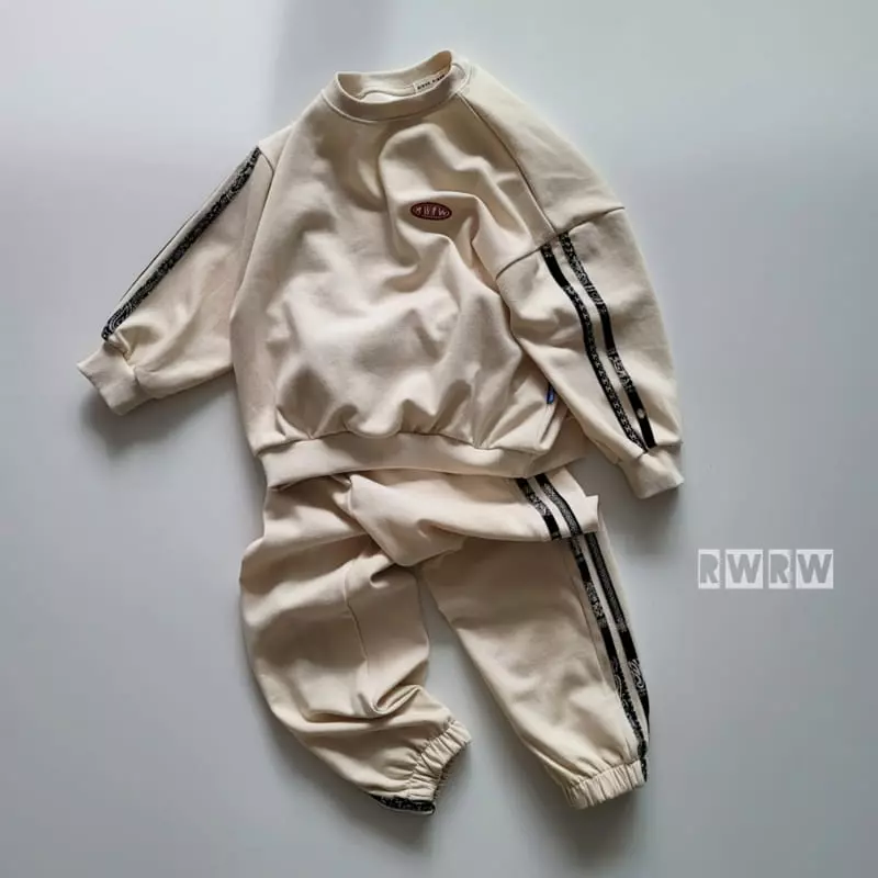 Riwoo Riwoo - Korean Junior Fashion - #kidsstore - Paisely Line Two Stripes Top Bottom Set - 4