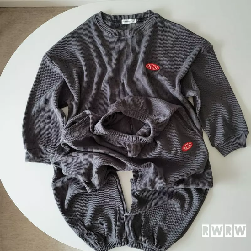 Riwoo Riwoo - Korean Junior Fashion - #magicofchildhood - Waffle Patch Top Bottom Set - 6