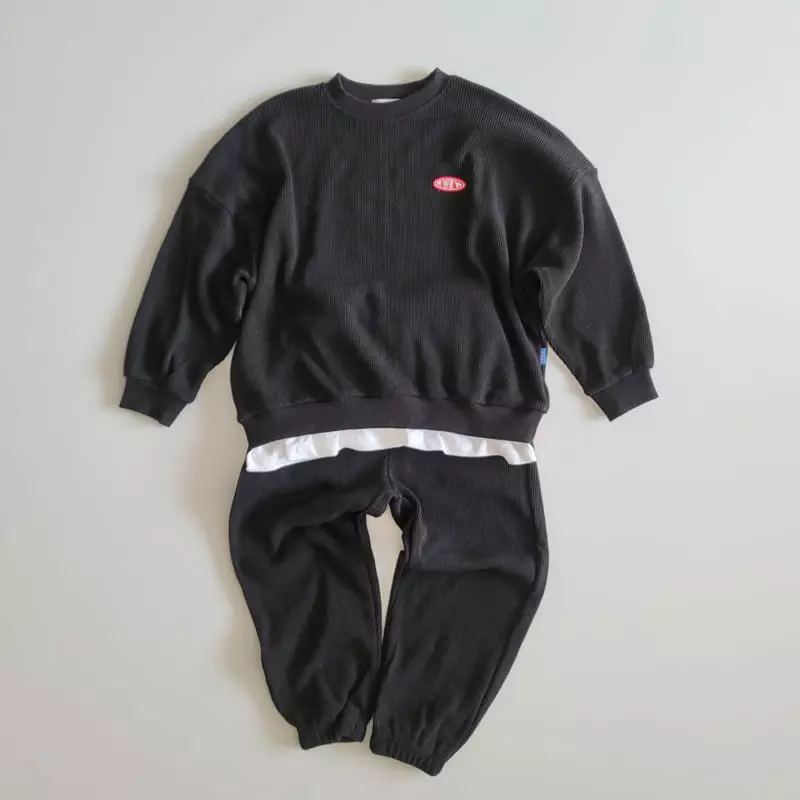 Riwoo Riwoo - Korean Junior Fashion - #magicofchildhood - Pastel Layered Waffle Top Bottom Set - 3