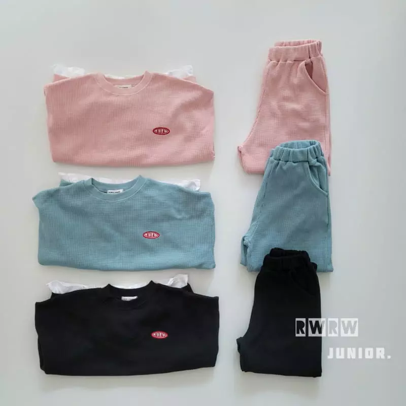 Riwoo Riwoo - Korean Junior Fashion - #magicofchildhood - Pastel Layered Waffle Top Bottom Set - 4