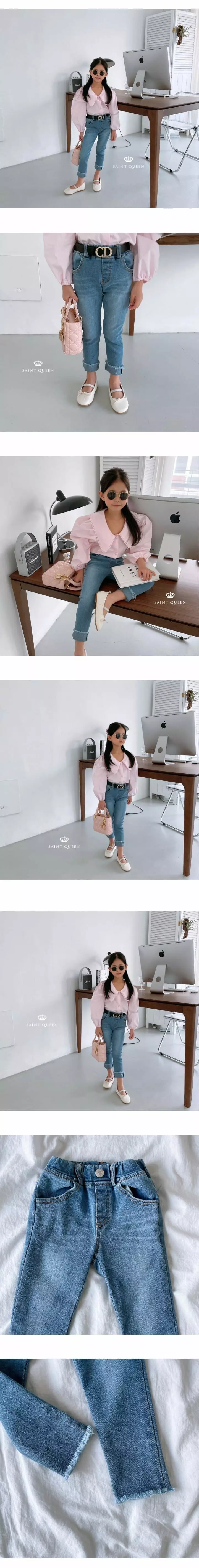 SAINT DOLL - Korean Children Fashion Brand - #kidsshorts - Straight Roll-up Jeans - 3
