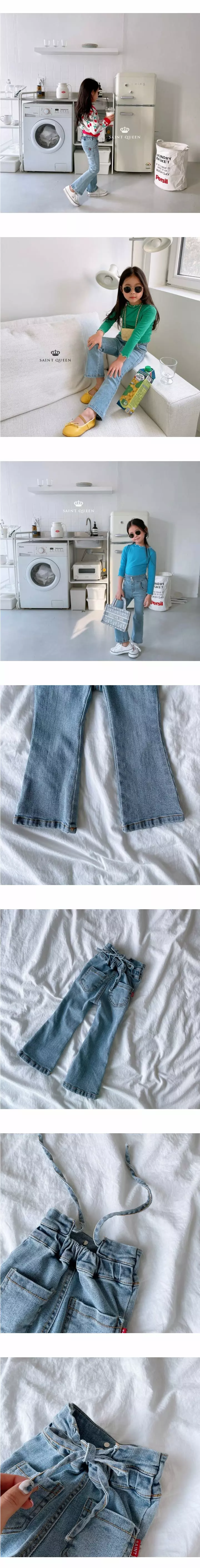 SAINT DOLL - Korean Children Fashion Brand - #kidsshorts - Back Ribbon Bootscut Pants - 4