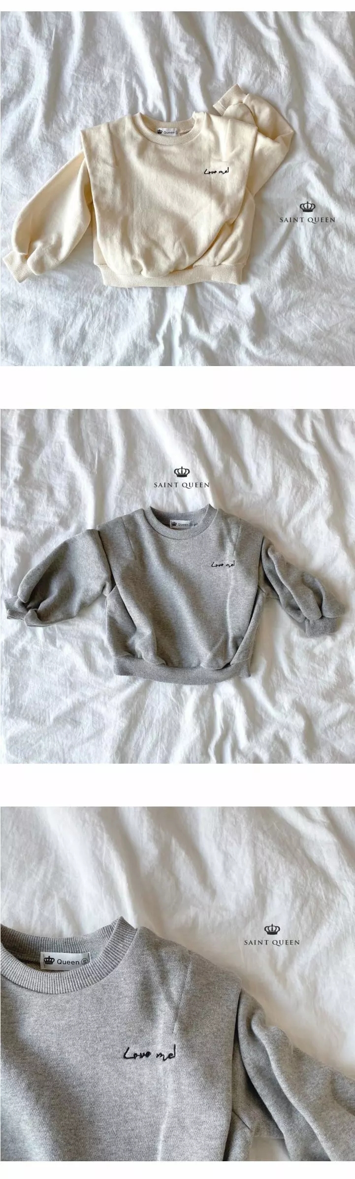 SAINT DOLL - Korean Children Fashion Brand - #kidsstore - Love Embroidery Sweatshirt - 4