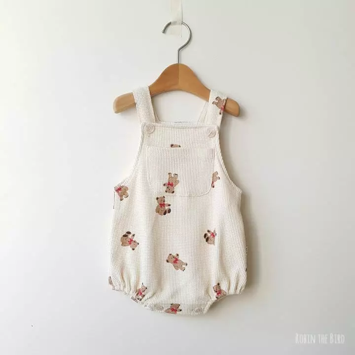 Saerobin - Korean Children Fashion - #kidzfashiontrend - Waffle Dungarees Bodysuit