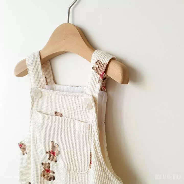 Saerobin - Korean Children Fashion - #littlefashionista - Waffle Dungarees Bodysuit - 3