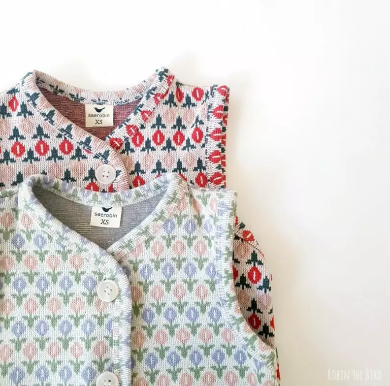 Saerobin - Korean Children Fashion - #minifashionista - Flower Knit Vest