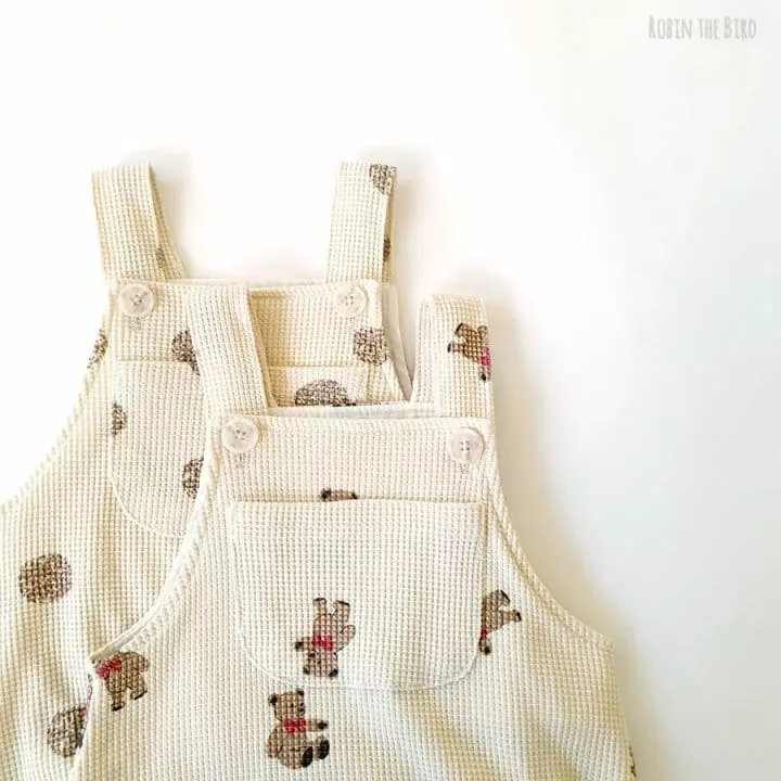 Saerobin - Korean Children Fashion - #minifashionista - Waffle Dungarees Bodysuit - 5