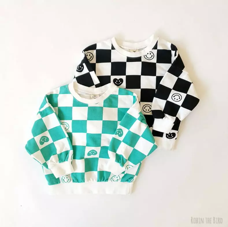 Saerobin - Korean Children Fashion - #toddlerclothing - Check Sweatshirt