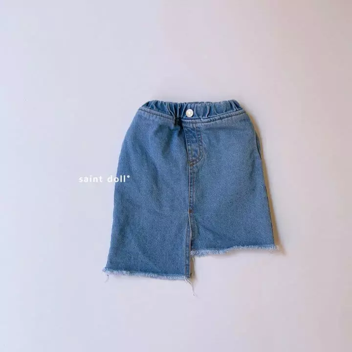 Saint Doll - Korean Children Fashion - #prettylittlegirls - Unbal Denim Skirt - 4
