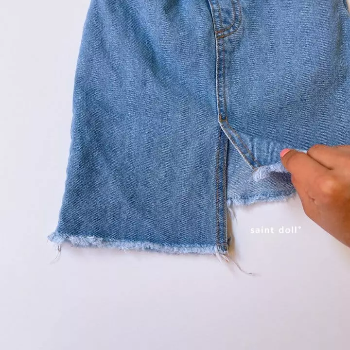 Saint Doll - Korean Children Fashion - #childofig - Unbal Denim Skirt - 5