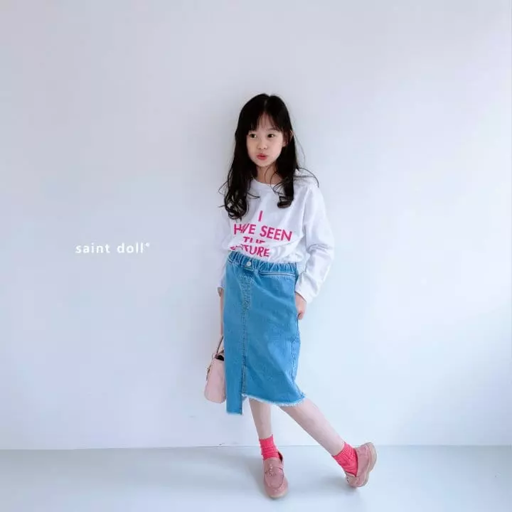 Saint Doll - Korean Children Fashion - #kidsstore - Unbal Denim Skirt - 11
