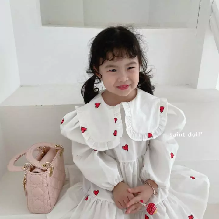 Saint Doll - Korean Children Fashion - #minifashionista - Hear Embroidery One-piece - 8