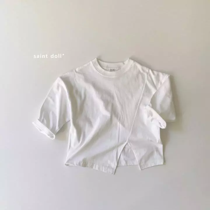 Saint Doll - Korean Children Fashion - #minifashionista - Unbalance Slit Tee] - 4