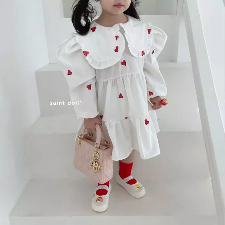 Saint Doll - Korean Children Fashion - #todddlerfashion - Hear Embroidery One-piece - 10