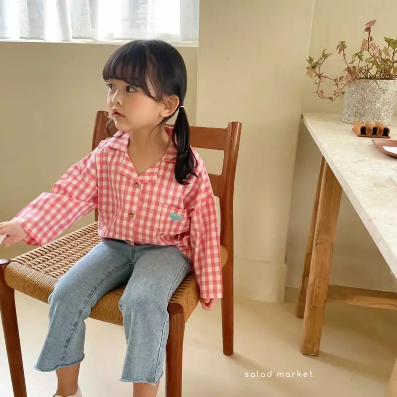Salad Market - Korean Children Fashion - #discoveringself - Heart Check Shirt