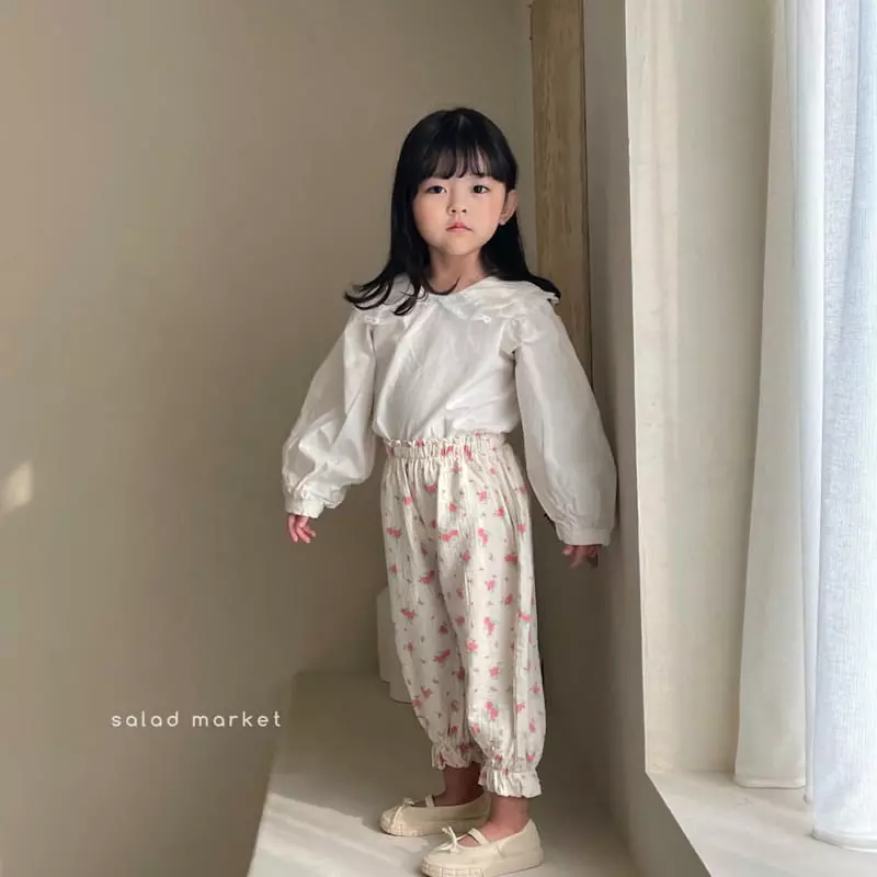 Salad Market - Korean Children Fashion - #kidsstore - Roren Flower Pants - 8