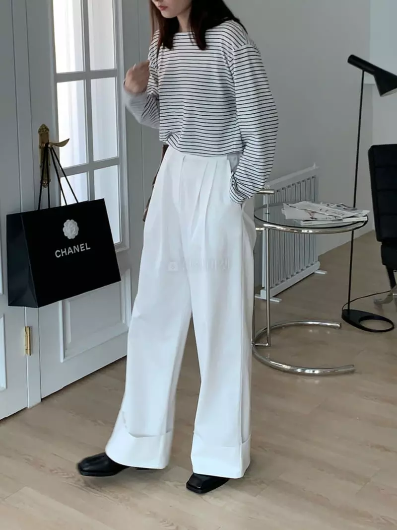 Sendtwo - Korean Women Fashion - #momslook - Rollup Banding Pants - 4