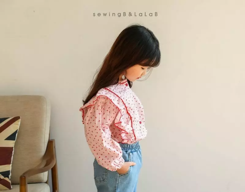Sewing B - Korean Children Fashion - #childrensboutique - Check Flower Blouse - 3