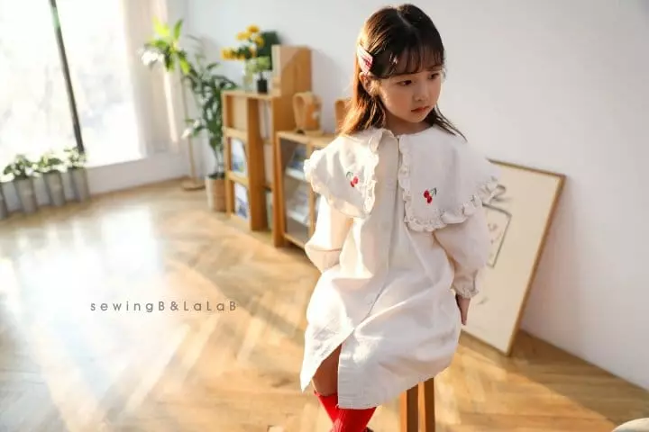 Sewing B - Korean Children Fashion - #designkidswear - Big Collar Cherry One-piece - 7