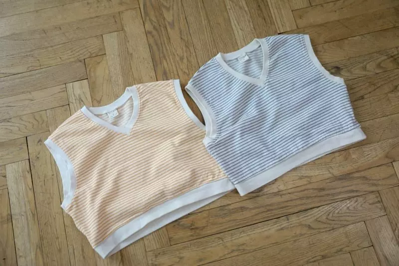 Sewing B - Korean Children Fashion - #fashionkids - Stripes V Vest - 10