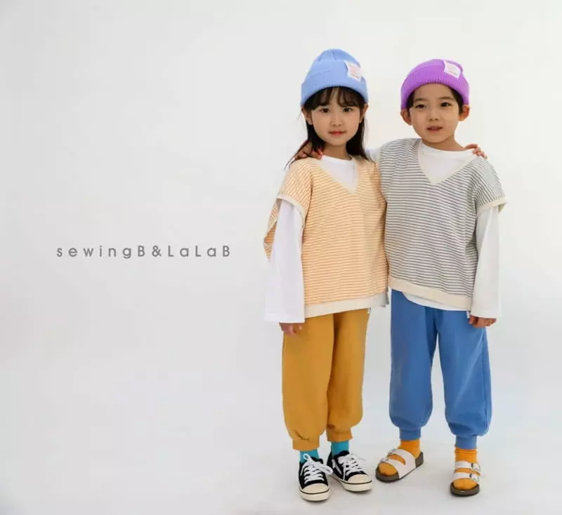 Sewing B - Korean Children Fashion - #prettylittlegirls - Stripes V Vest - 2