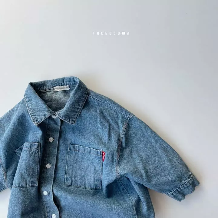 Shinseage Kids - Korean Children Fashion - #kidsshorts - GG Denim Shirt - 2