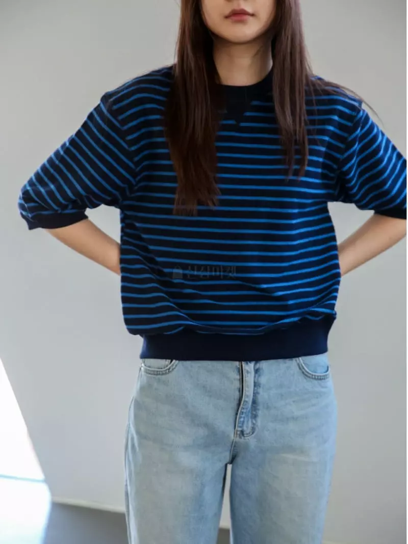 Sia - Korean Women Fashion - #womensfashion - Poplin Stripe Tee - 4