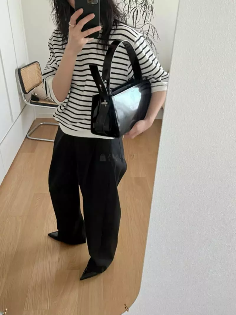 Sia - Korean Women Fashion - #womensfashion - Poplin Stripe Tee - 3