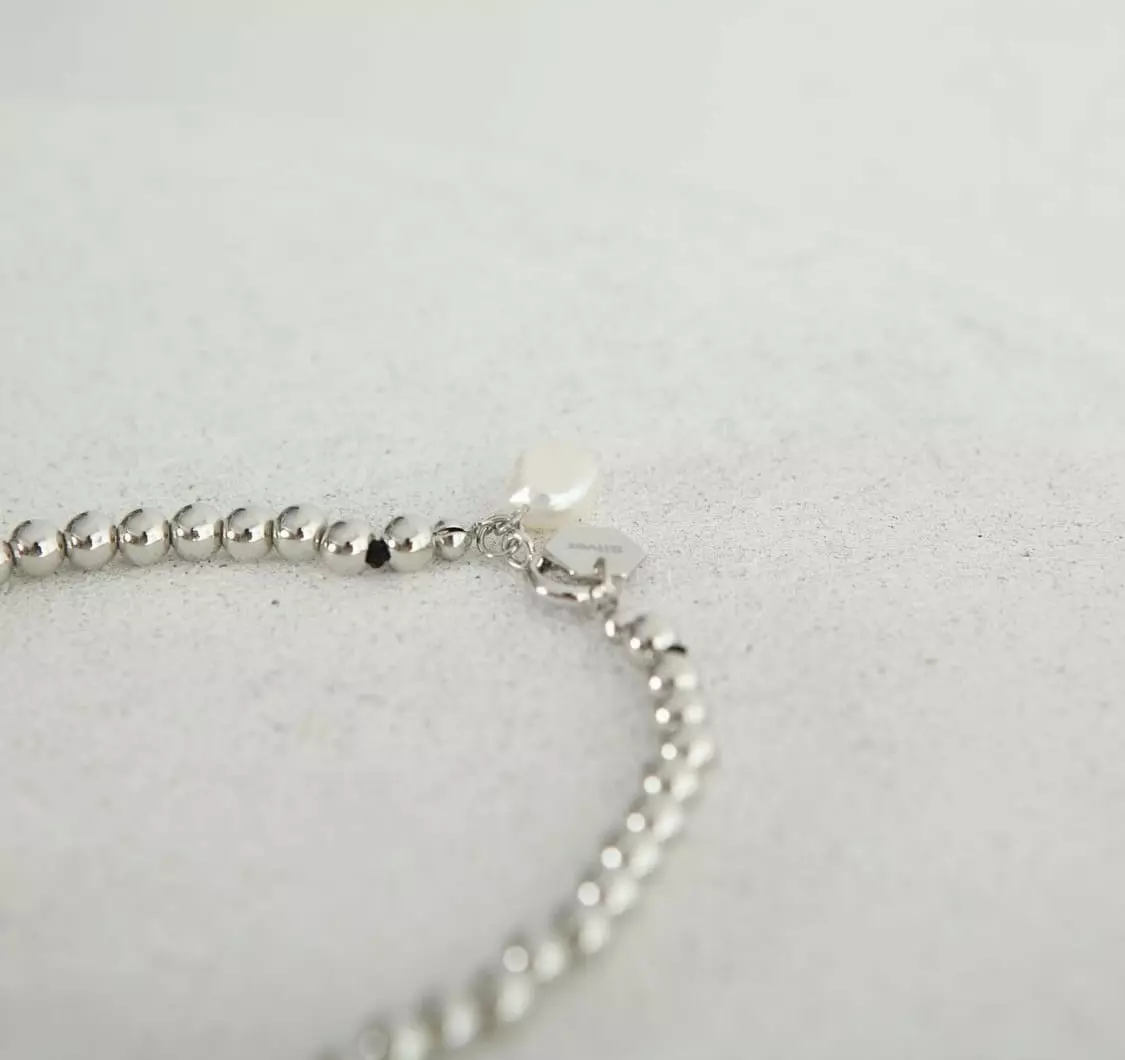 Silver - Korean Women Fashion - #momslook - Pendant Bead Choker set - 5