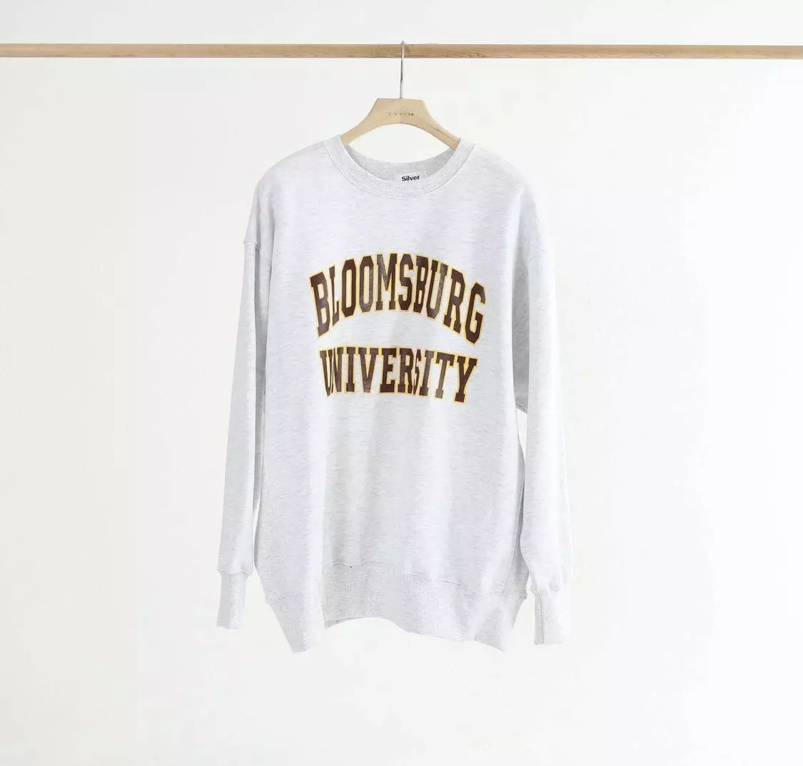 Silver - Korean Women Fashion - #vintagekidsstyle - University Sweatshirt - 9