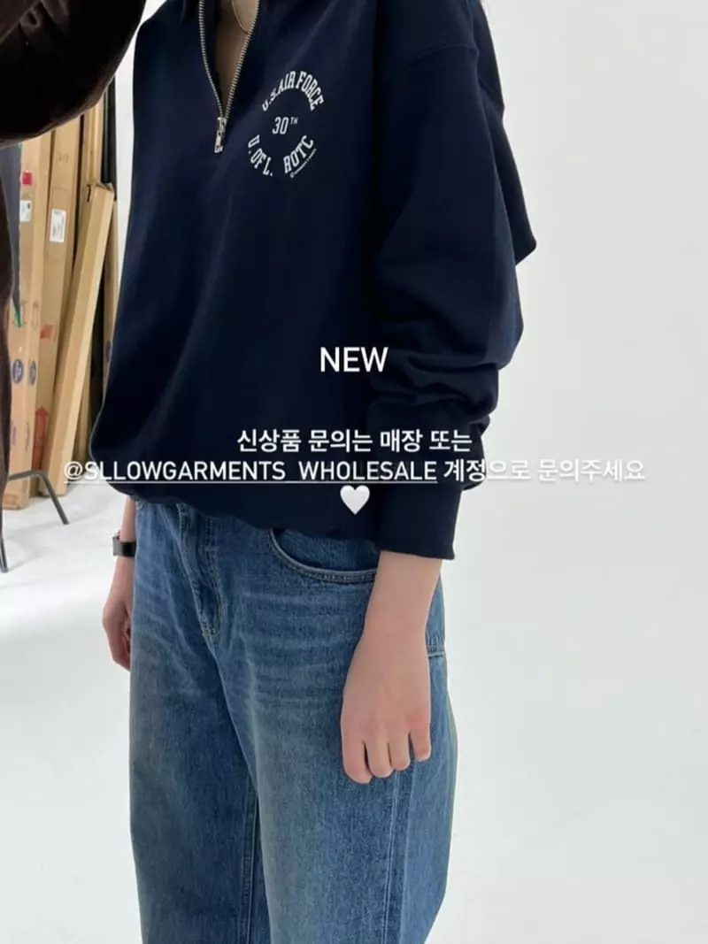 Sllow - Korean Women Fashion - #womensfashion - Air Force Half Zip-Up Sweatshirt