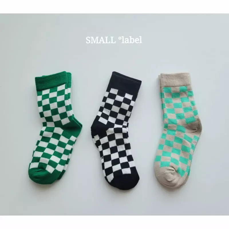 Small Label - Korean Children Fashion - #kidsshorts - Check Boarder Socks [set of 3]