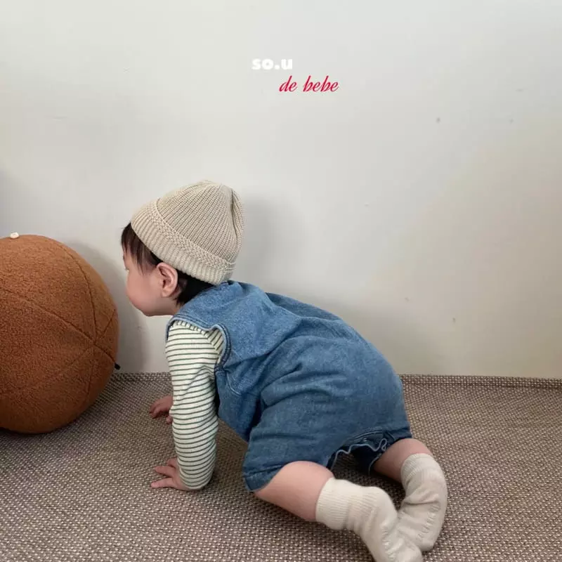 So U - Korean Baby Fashion - #babyfever - Denim Patc Bodysuit
