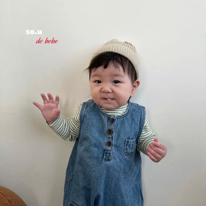 So U - Korean Baby Fashion - #babygirlfashion - Denim Patc Bodysuit - 2