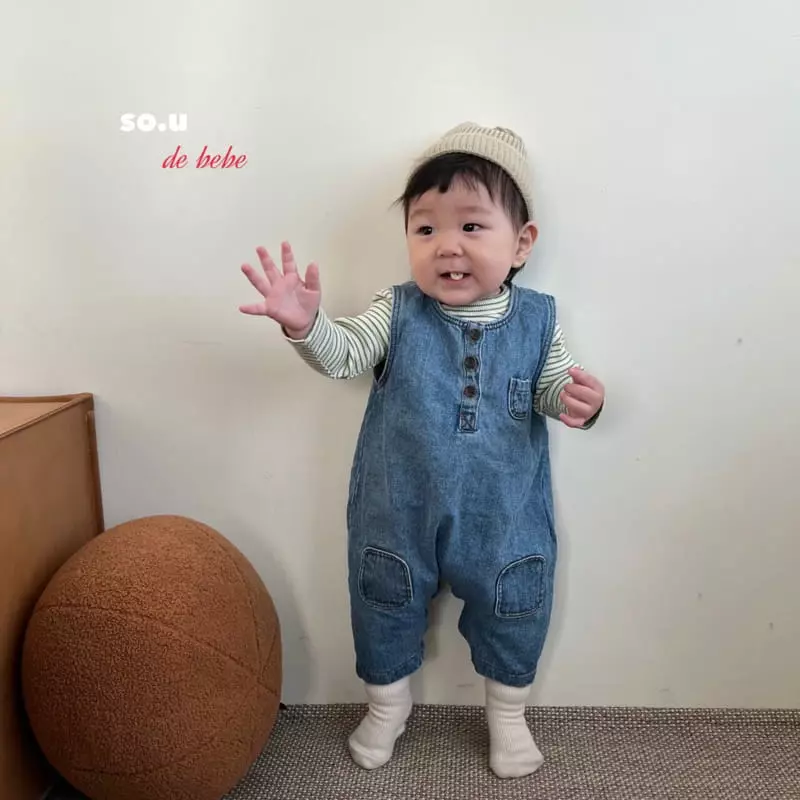 So U - Korean Baby Fashion - #babylifestyle - Denim Patc Bodysuit - 3