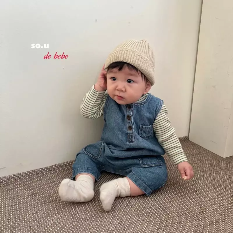 So U - Korean Baby Fashion - #babylifestyle - Denim Patc Bodysuit - 4